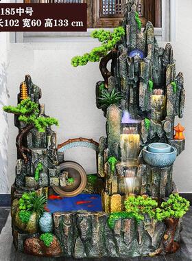 大型假山流水喷泉加湿器风水轮客厅造景鱼池庭院酒店开 业招财摆