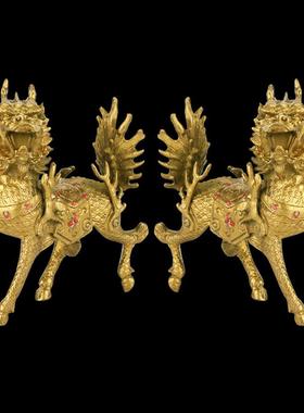 铜独角兽装饰品黄铜家火独角兽客厅办公室入口家庭装饰