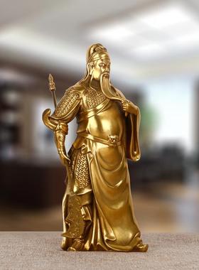 纯铜关公铜像摆件佛像 大刀关羽关二爷武工艺品