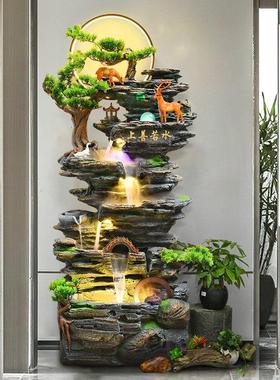 大型落地假山流水喷泉摆件客厅生财风水轮开 业礼品高山循环水装