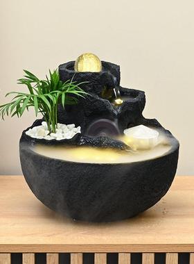 轻奢流水摆件循环水客厅办公室风水轮球生财桌面假山喷泉现代招财