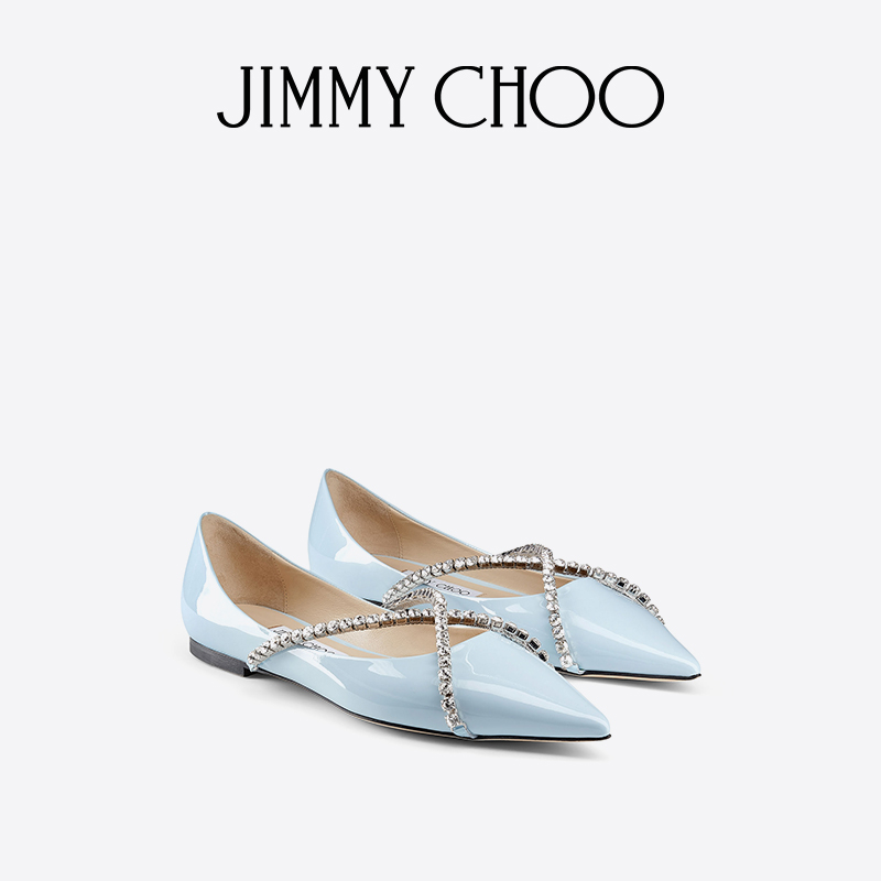 [12期免息]JIMMY CHOO/GENEVI FLAT 女士水晶链饰芭蕾舞平底鞋JC - 图0