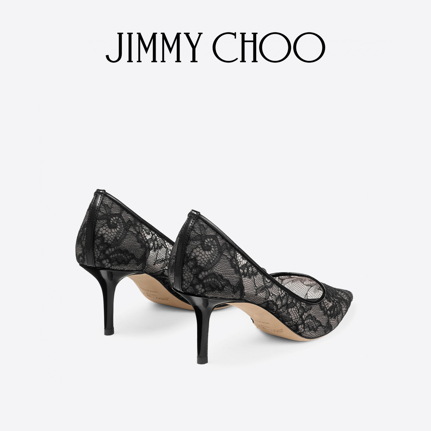 [2025冬季系列]JIMMY CHOO/LOVE 65 女士 黑色蕾丝高跟鞋 - 图1