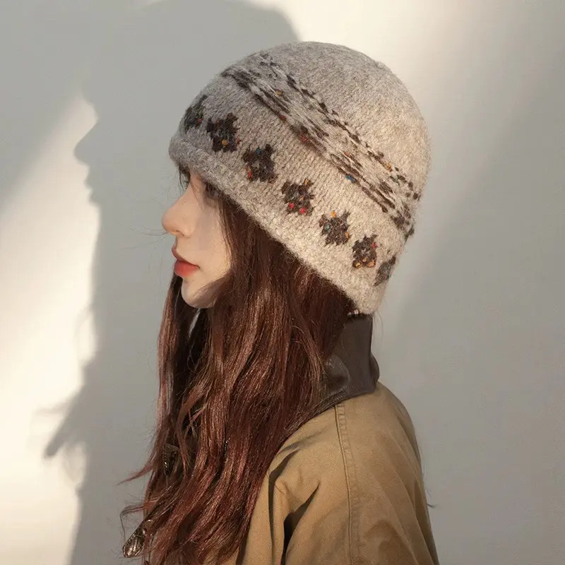 费尔岛毛线帽子女冬季2025新款提花针织帽保暖护耳冷帽男,淘宝优惠券,粉丝福利购,淘宝优惠卷