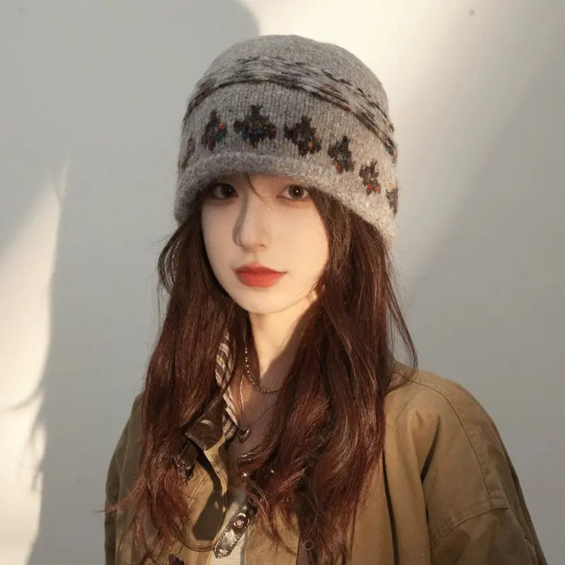 费尔岛毛线帽子女冬季2025新款提花针织帽保暖护耳冷帽男,淘宝优惠券,粉丝福利购,淘宝优惠卷