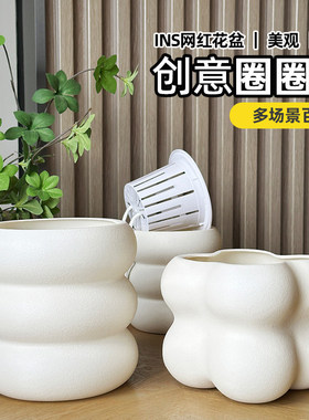 塑料花盆家用轻奢高级感水培蝴蝶兰花多肉绿萝发财树盆栽盆景盆