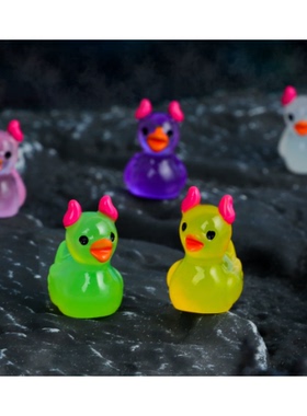 卡通DIY创意立体夜光犄角鸭子 树脂DIY自制桌面摆件鞋花配件