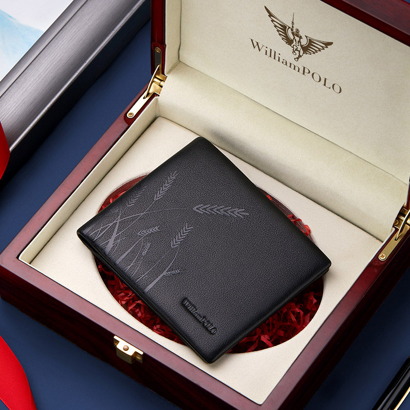 保罗正品男短款真皮鳄鱼纹2022钱包 williampolo亿缘钱包