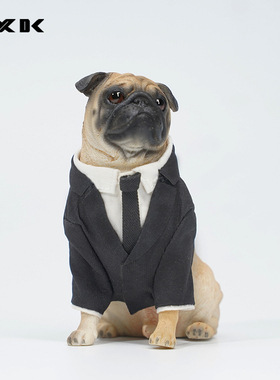 黑衣人八哥犬可爱风哈巴狗摆件