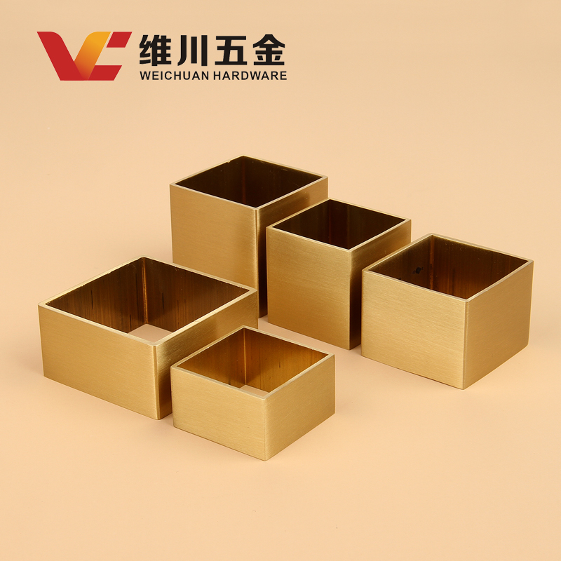 不封底方形方通黄铜新中式实木家具方形脚套铜脚套沙发脚餐桌椅子 - 图2