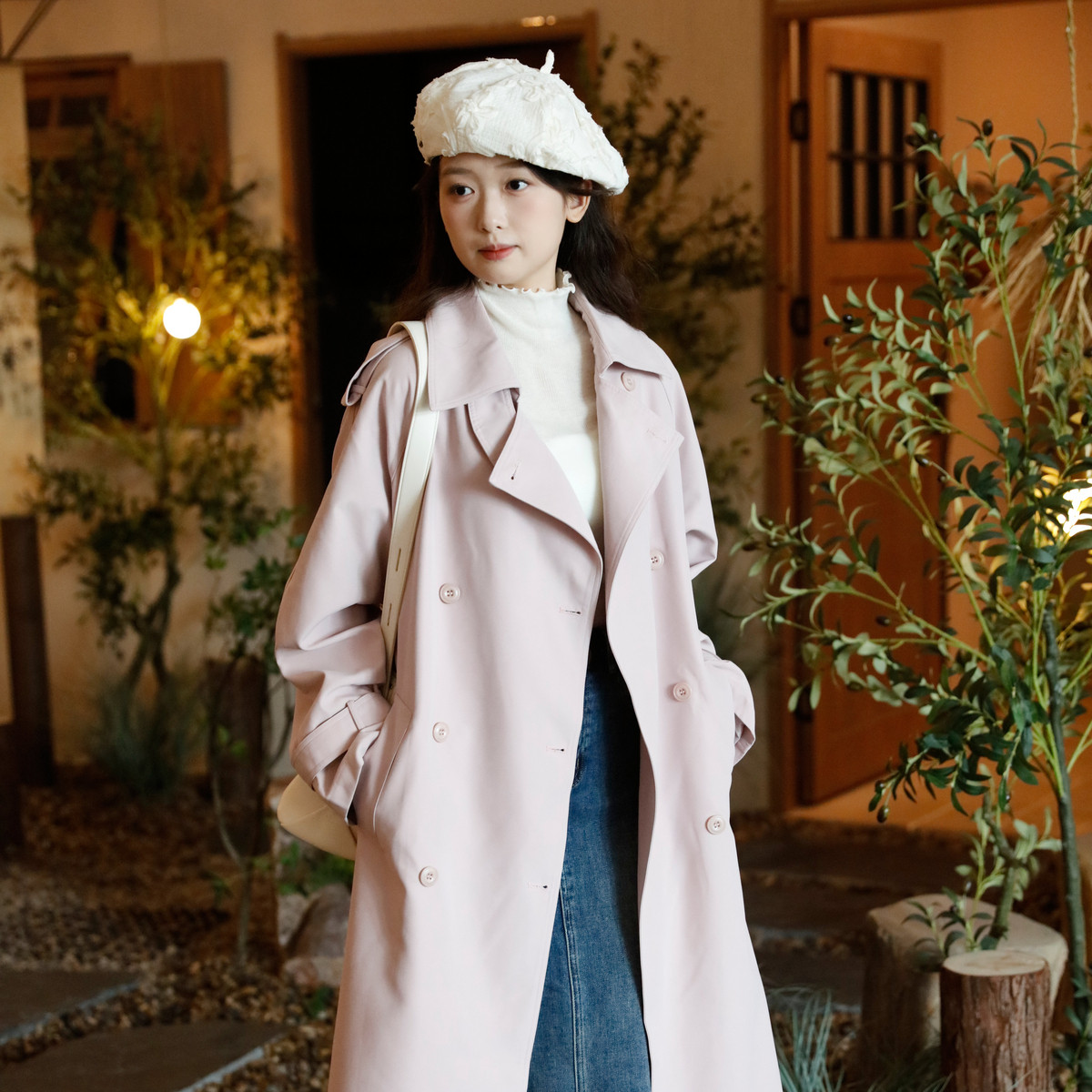 西町村屋外套女秋新款翻领收腰系带长款气质感简约风衣HC8201298,淘宝优惠券,粉丝福利购,淘宝优惠卷