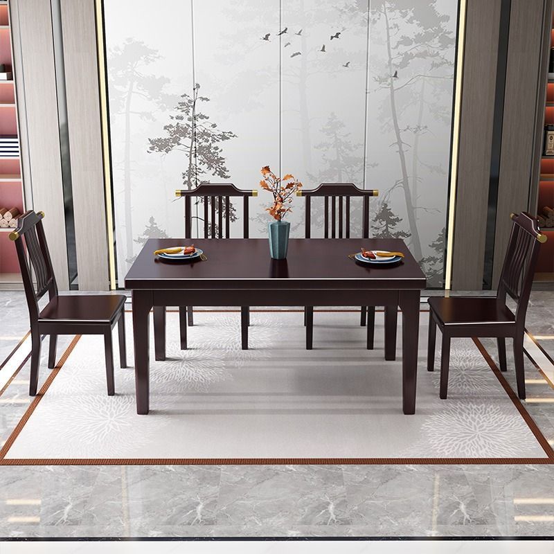 新中式全实木餐桌现代简约小户型长方形吃饭桌家用西餐桌椅组合 - 图0