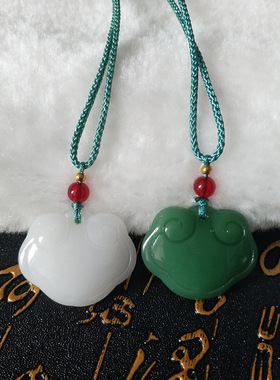 面包平安无事牌吊坠项链直播爆款时尚简约玉石毛衣链项坠