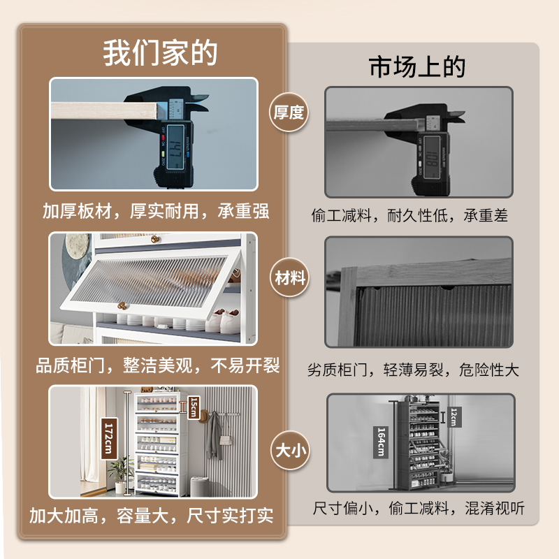 鞋柜子家用门口白色竹防尘鞋架大容量一体置物收纳靠墙经济型小窄 - 图0