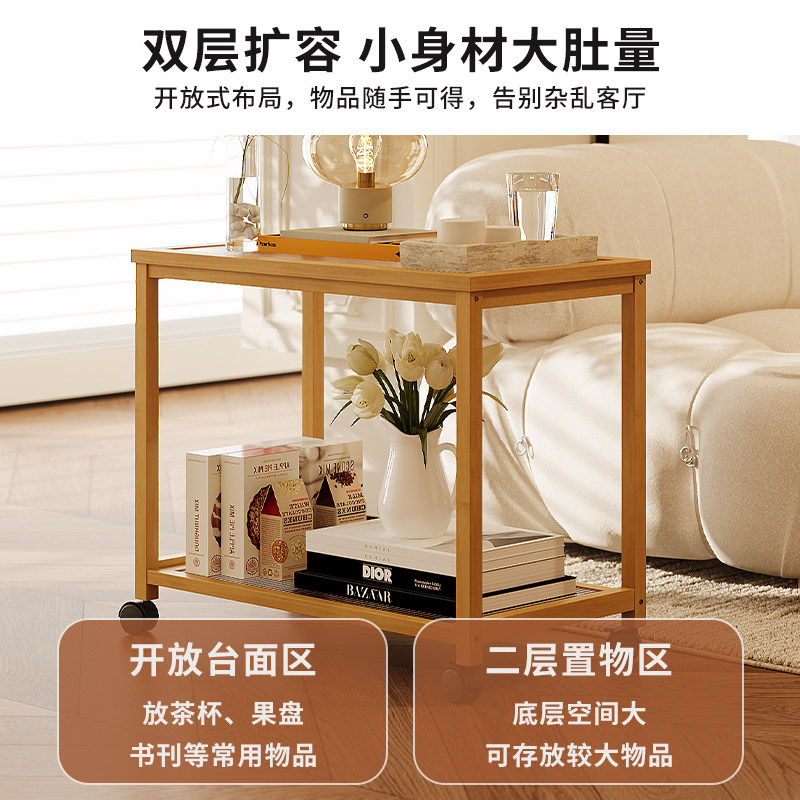 简约移动边几小推车双层储物落地多功能小户型客厅沙发置物架带轮,淘宝优惠券,粉丝福利购,淘宝优惠卷