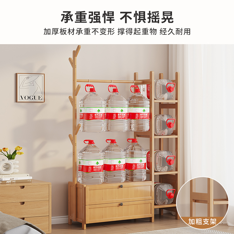 卧室衣帽架落地小型不占空间可移动挂衣架一体靠墙床头柜收纳架子 - 图1