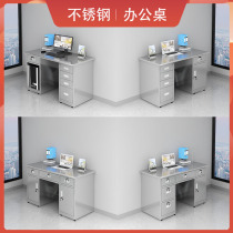 Thickened stainless steel desk computer desk rectangular with drawer workshop bench-type table cashier writing desk