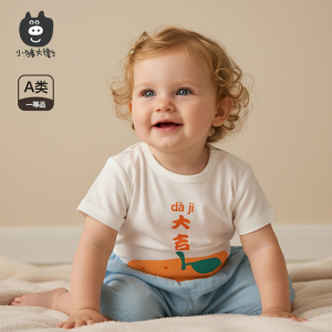 小猪大卫夏短袖t恤纯棉可爱男女宝透气吸汗圆领宽松上衣轻薄长裤