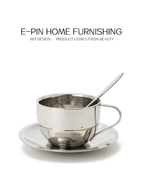 E-Pin 逸品家居厨房蓝色咖啡杯花艺套组挂画样板房装饰手冲壶杯碟