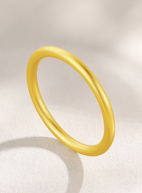 戒指复古磨砂食指戒古法传承金色可叠戴素圈厂家直销百搭