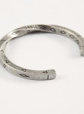 欧美维京战镯钛钢手镯手链男简约男女个性复古莫比乌斯开口手镯