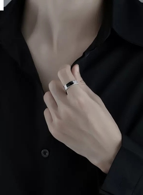 新款龙纹戒指男潮时尚高级感小众花纹复古单身戒滴胶可调节指百搭