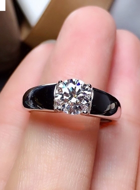 潮流男戒 镀950铂金仿真钻戒 2克拉莫桑钻戒指 男士结婚戒指百搭