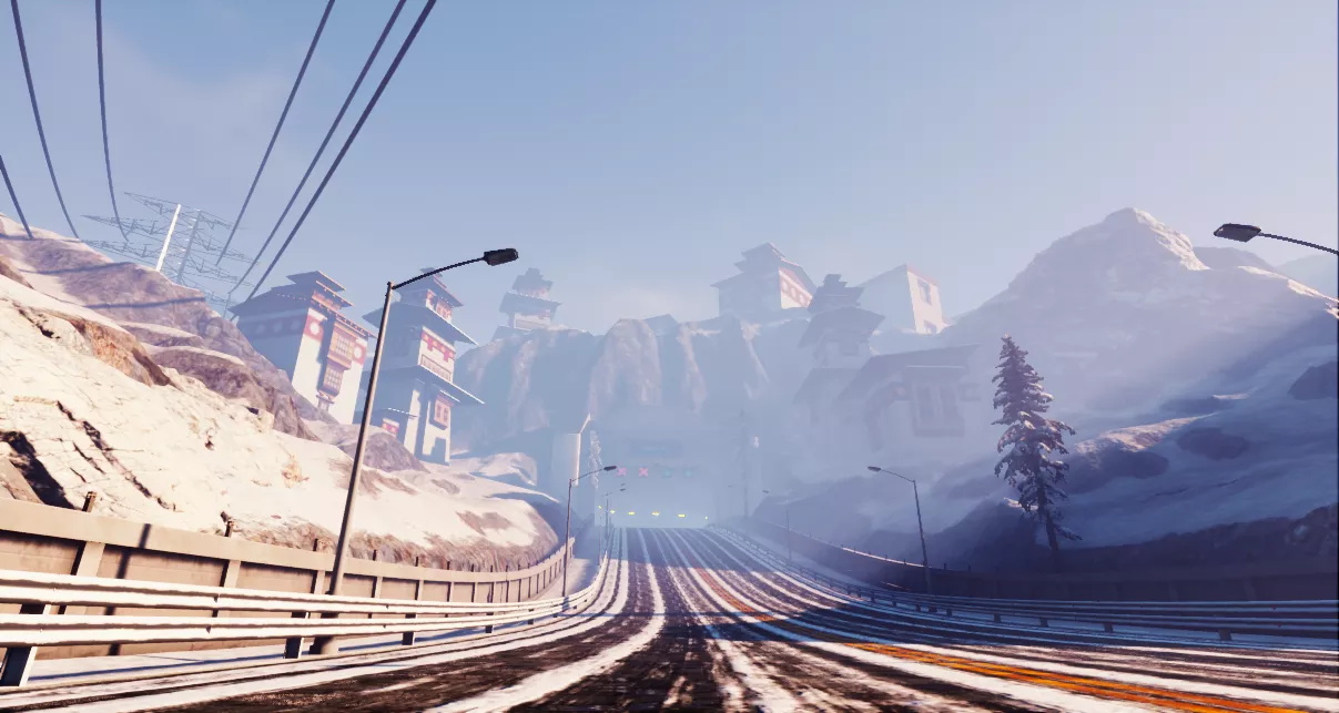 UE4雪山山脉山谷隧道飙车UE5高质量精品赛车场景-图3