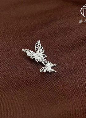 树人贵礼手工拉丝两只蝴蝶吊坠