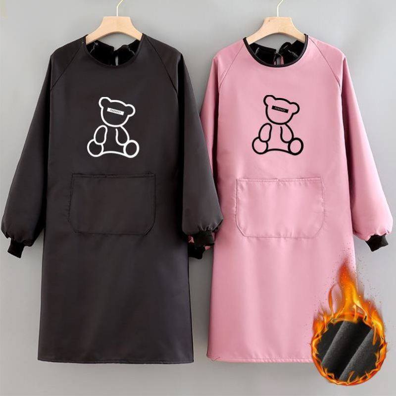 加绒罩衣防水男女通用成人围裙家用厨房防油长袖加厚大褂工作服冬,淘宝优惠券,粉丝福利购,淘宝优惠卷