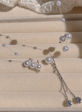 气质网红珍珠项链女小众设计感个性时尚短款锁骨链简约复古颈链潮