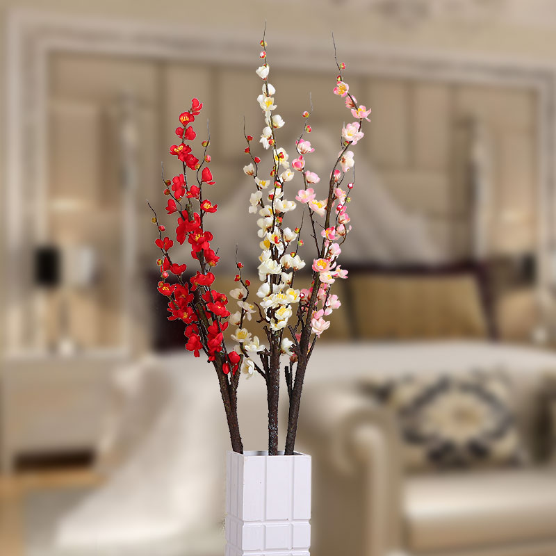 仿真梅花枝假花摆件防真花腊梅干花花束干枝客厅摆设餐桌装饰花艺,淘宝优惠券,粉丝福利购,淘宝优惠卷
