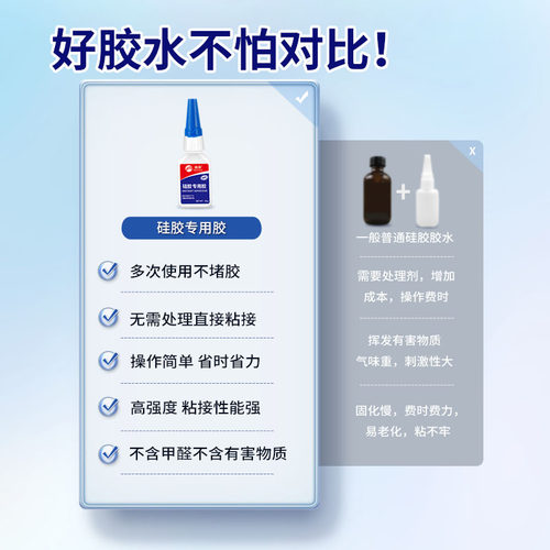 粘硅胶胶水无需处理直接沾硅橡胶条密封胶TPU TPR TPE硅胶专用胶水耳机手环手机壳表带强力金属塑料硅胶娃娃 - 图1