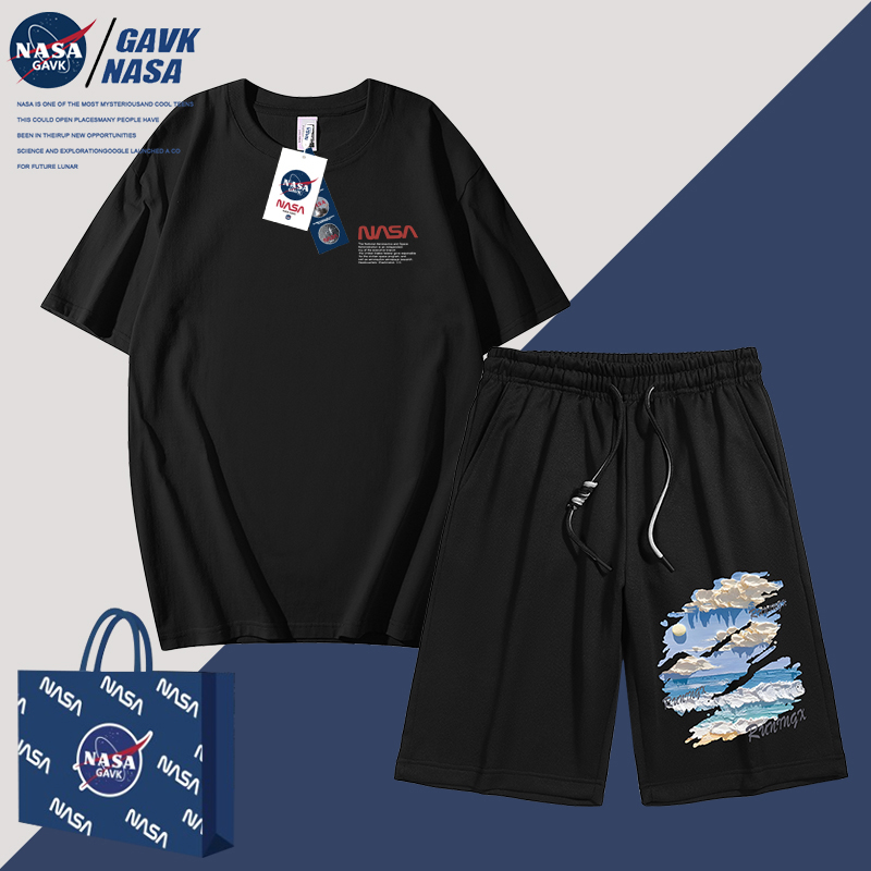 NASA GAVK2023秋冬季新品潮流百搭纯棉套装男女同款纯色情侣上衣