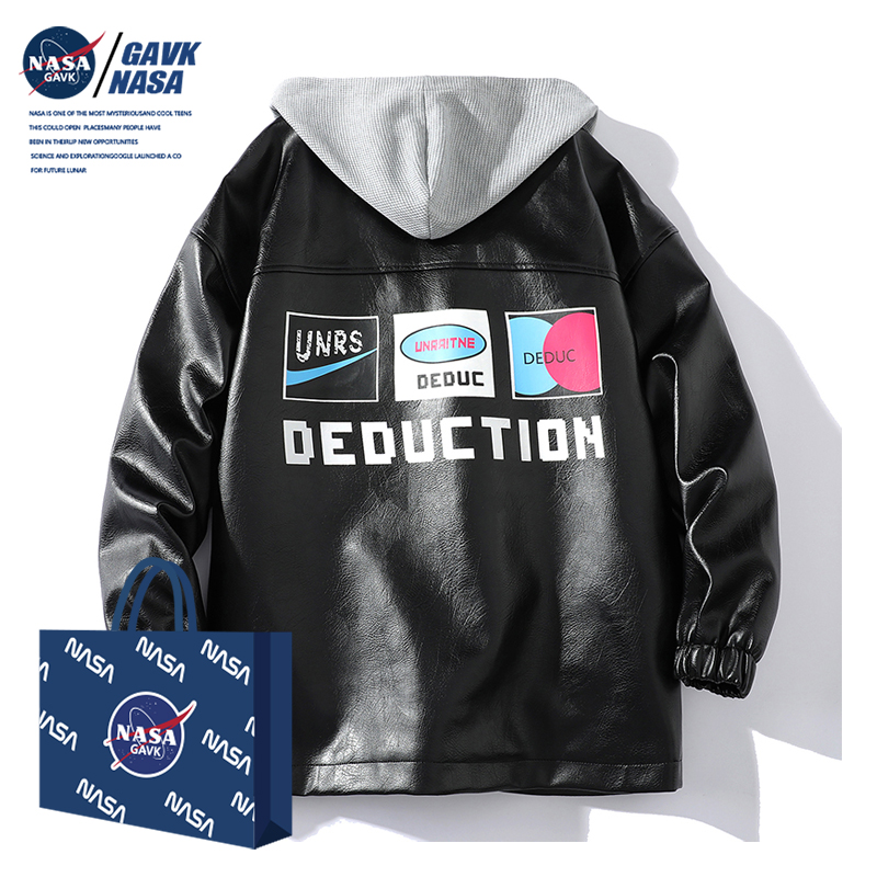 NASA GAVK春秋新款潮流帥氣寬松皮衣男機車服皮夾克情侶外套潮牌_gavk旗艦店_男裝