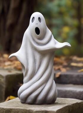 万圣节园林雕塑白色幽灵户外雕像可爱幽灵园林装饰树脂工艺品