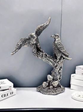 美式创意老鹰工艺品动物桌面摆件电视柜摆设家居酒柜书架装饰