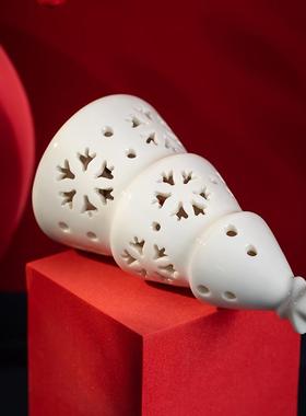 陶瓷圣诞树圣诞节日氛围装饰桌面小夜灯欧式风格创意家居摆件礼物