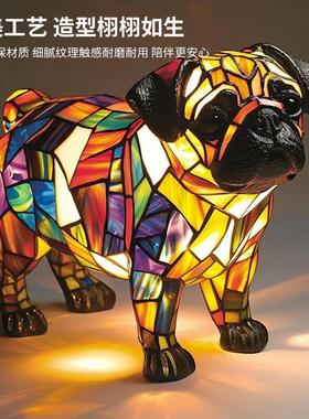 炫彩奇异狗狗灯树脂摆件 LED小夜灯动物雕像家居桌面装饰摆件