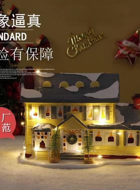 圣诞节房子车子公仔工艺品摆件乡村节日街景装饰树脂摆件