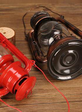 24cm做旧古铜煤油灯老油灯老式马灯复古怀旧摄影道具发货