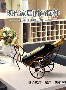 居家典雅 怀旧中国风复古黄包车摆件铁艺酒架工艺品居家装饰摆设