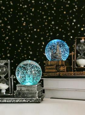 创意铁塔发光水晶球学生计时沙漏送同学生日礼物树脂桌面摆件
