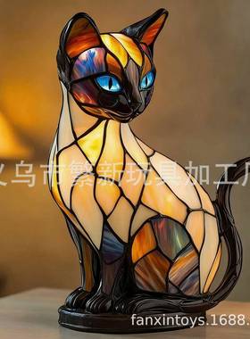 新款狗系列树脂摆件 LED小夜灯艺术动物雕像创意家居桌面装饰