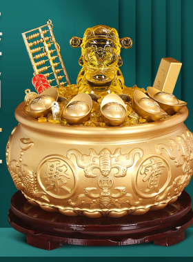 聚宝盆纯铜摆件招财聚财八方来财