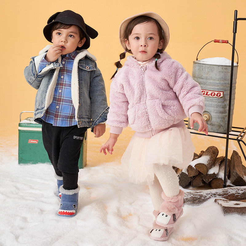 卡特兔雪地靴儿童棉鞋女宝宝卡通靴子冬款防滑男女童加绒动物鞋子,淘宝优惠券,粉丝福利购,淘宝优惠卷