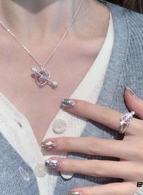甜美爱心百搭小众项链锁骨链简约高级感闪钻甜心学生轻奢爆款爱心