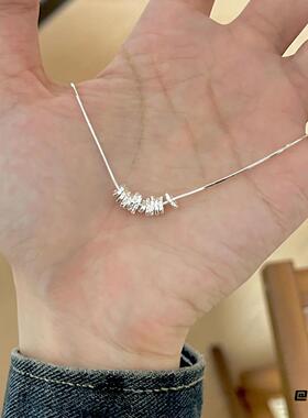 肌理仿碎银子银色项链简约出游锁骨链轻奢女仿碎银子包出片新款