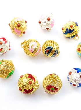 纯铜挂坠灯珠绿檀木随身香囊香丸项链挂坠古风香盒香囊球吊坠挂件