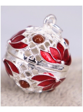 景泰蓝钥匙扣莲花花球香囊挂件冷香DIY可打开精致挂坠雕刻礼物